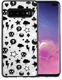 B2Ctelecom Silicone Back Cover Samsung Galaxy S10+ Telefoonhoesje met Zwarte rand Silver Punk