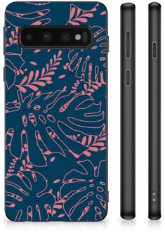 B2Ctelecom Silicone Back Cover Samsung Galaxy S10 Telefoonhoesje met Zwarte rand Palm Leaves