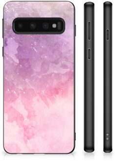 B2Ctelecom Silicone Back Cover Samsung Galaxy S10 Telefoonhoesje met Zwarte rand Pink Purple Paint