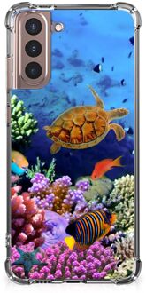 B2Ctelecom Silicone Back Cover Samsung Galaxy S21 Plus Smartphone hoesje met doorzichtige rand Vissen