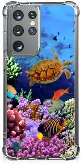 B2Ctelecom Silicone Back Cover Samsung Galaxy S21 Ultra Smartphone hoesje met doorzichtige rand Vissen