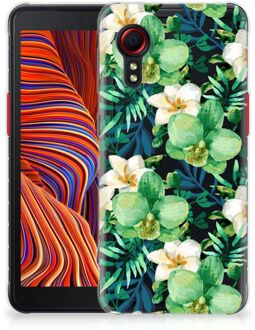 B2Ctelecom Silicone Back Cover Samsung Galaxy Xcover 5 Telefoon Hoesje Orchidee Groen