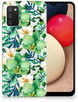 B2Ctelecom Silicone Back Cover Samsung M02s | Samsung Galaxy A02s Telefoon Hoesje Orchidee Groen