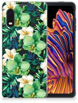 B2Ctelecom Silicone Back Cover Samsung Xcover Pro Telefoon Hoesje Orchidee Groen