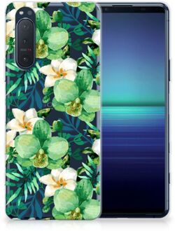 B2Ctelecom Silicone Back Cover Sony Xperia 5II Telefoon Hoesje Orchidee Groen