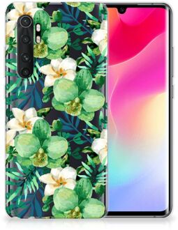 B2Ctelecom Silicone Back Cover Xiaomi Mi Note 10 Lite Telefoon Hoesje Orchidee Groen