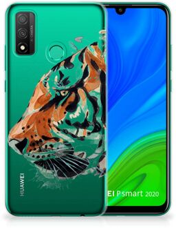 B2Ctelecom Silicone Case Huawei P Smart 2020 Telefoonhoesje Tiger