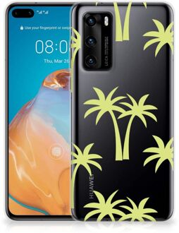 B2Ctelecom Silicone Case Huawei P40 Telefoonhoesje met Naam Palmtrees