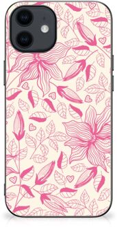 B2Ctelecom Silicone Case iPhone 12 Pro | 12 (6.1") Smartphone Hoesje met Zwarte rand Roze Bloemen