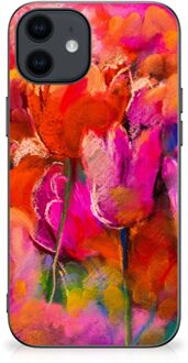 B2Ctelecom Silicone Case iPhone 12 Pro | 12 (6.1") Smartphone Hoesje met Zwarte rand Tulips