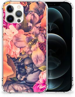 B2Ctelecom Silicone Case iPhone 12 Pro Max Smartphone hoesje met doorzichtige rand Bloemen Boeket