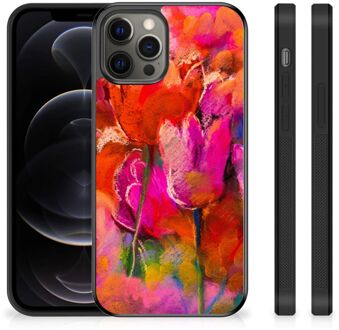 B2Ctelecom Silicone Case iPhone 12 Pro Max Smartphone Hoesje met Zwarte rand Tulips