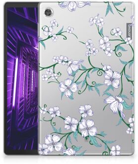 B2Ctelecom Silicone Case Lenovo Tab M10 Plus Tablet Hoes Personaliseren Blossom White met doorzichte zijkanten