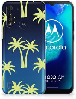 B2Ctelecom Silicone Case Motorola Moto G8 Power Lite Telefoonhoesje met Naam Palmtrees