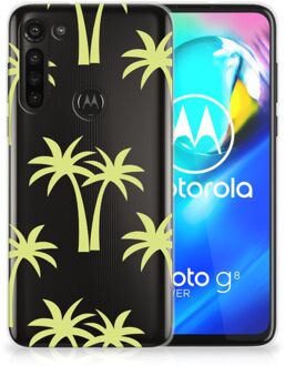 B2Ctelecom Silicone Case Motorola Moto G8 Power Telefoonhoesje met Naam Palmtrees