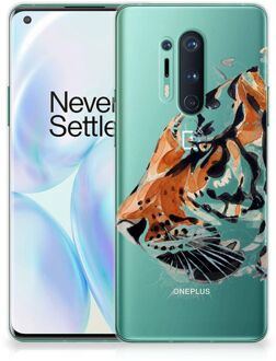 B2Ctelecom Silicone Case OnePlus 8 Pro Telefoonhoesje Tiger