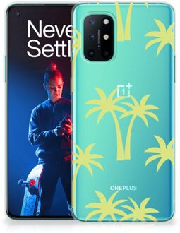 B2Ctelecom Silicone Case OnePlus 8T Telefoonhoesje met Naam Palmtrees