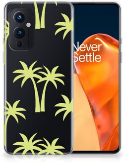 B2Ctelecom Silicone Case OnePlus 9 Telefoonhoesje met Naam Palmtrees