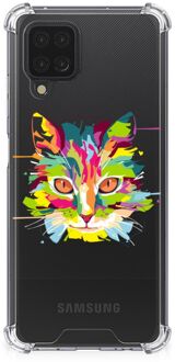 B2Ctelecom Silicone Case Samsung Galaxy A12 Smartphone hoesje met doorzichtige rand Cat Color