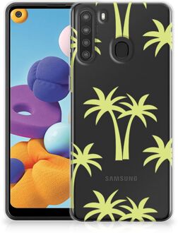 B2Ctelecom Silicone Case Samsung Galaxy A21 Telefoonhoesje met Naam Palmtrees