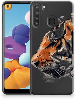 B2Ctelecom Silicone Case Samsung Galaxy A21 Telefoonhoesje Tiger