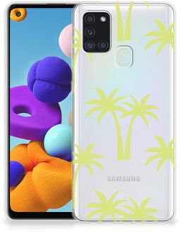 B2Ctelecom Silicone Case Samsung Galaxy A21s Telefoonhoesje met Naam Palmtrees