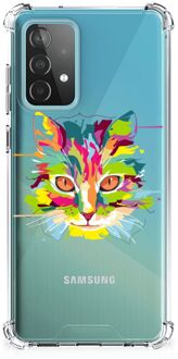 B2Ctelecom Silicone Case Samsung Galaxy A52 4G/5G Smartphone hoesje met doorzichtige rand Cat Color