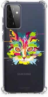 B2Ctelecom Silicone Case Samsung Galaxy A72 4G/5G Smartphone hoesje met doorzichtige rand Cat Color