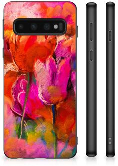 B2Ctelecom Silicone Case Samsung Galaxy S10 Smartphone Hoesje met Zwarte rand Tulips