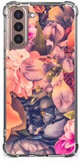 B2Ctelecom Silicone Case Samsung Galaxy S21 Plus Smartphone hoesje met doorzichtige rand Bloemen Boeket