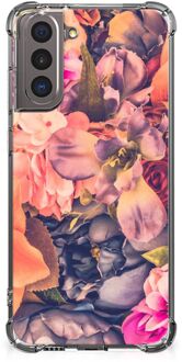 B2Ctelecom Silicone Case Samsung Galaxy S21 Smartphone hoesje met doorzichtige rand Bloemen Boeket