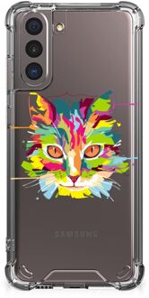 B2Ctelecom Silicone Case Samsung Galaxy S21 Smartphone hoesje met doorzichtige rand Cat Color