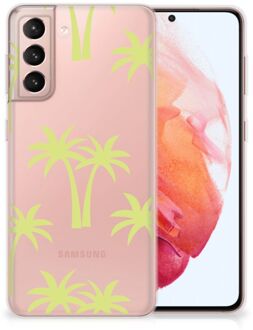 B2Ctelecom Silicone Case Samsung Galaxy S21 Telefoonhoesje met Naam Palmtrees