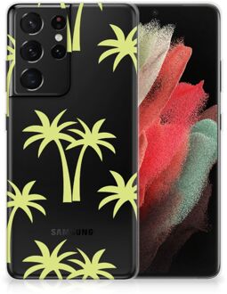 B2Ctelecom Silicone Case Samsung Galaxy S21 Ultra Telefoonhoesje met Naam Palmtrees