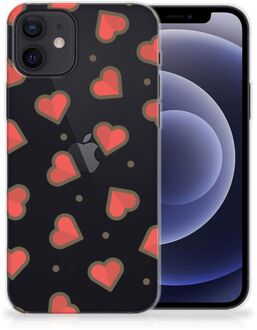 B2Ctelecom Silicone Hoesje iPhone 12 | 12 Pro (6.1") Transparant Hoesje Super als Sinterklaas Cadeautje Hearts