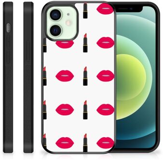 B2Ctelecom Silicone Hoesje iPhone 12 Mini Telefoon Hoesje met Zwarte rand Lipstick Kiss