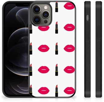 B2Ctelecom Silicone Hoesje iPhone 12 Pro Max Telefoon Hoesje met Zwarte rand Lipstick Kiss