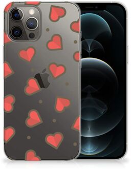 B2Ctelecom Silicone Hoesje iPhone 12 Pro Max Transparant Hoesje Super als Sinterklaas Cadeautje Hearts