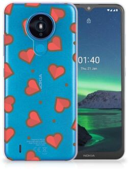 B2Ctelecom Silicone Hoesje Nokia 1.4 Transparant Hoesje Super als Sinterklaas Cadeautje Hearts