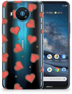 B2Ctelecom Silicone Hoesje Nokia 8.3 Transparant Hoesje Super als Sinterklaas Cadeautje Hearts