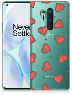 B2Ctelecom Silicone Hoesje OnePlus 8 Pro Transparant Hoesje Super als Sinterklaas Cadeautje Hearts