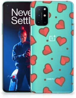 B2Ctelecom Silicone Hoesje OnePlus 8T Transparant Hoesje Super als Sinterklaas Cadeautje Hearts