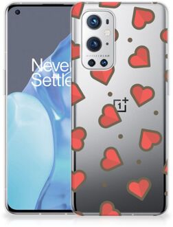 B2Ctelecom Silicone Hoesje OnePlus 9 Pro Transparant Hoesje Super als Sinterklaas Cadeautje Hearts