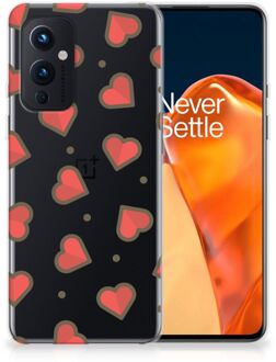 B2Ctelecom Silicone Hoesje OnePlus 9 Transparant Hoesje Super als Sinterklaas Cadeautje Hearts