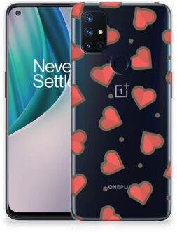 B2Ctelecom Silicone Hoesje OnePlus Nord N10 5G Transparant Hoesje Super als Sinterklaas Cadeautje Hearts