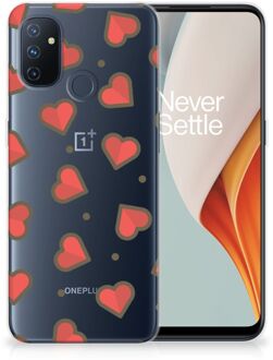 B2Ctelecom Silicone Hoesje OnePlus Nord N100 Transparant Hoesje Super als Sinterklaas Cadeautje Hearts