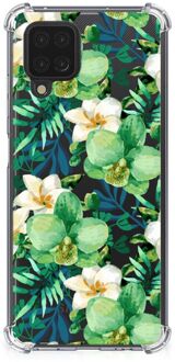 B2Ctelecom Silicone Hoesje Samsung Galaxy A12 Telefoon Hoesje met doorzichtige rand Orchidee Groen