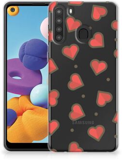 B2Ctelecom Silicone Hoesje Samsung Galaxy A21 Transparant Hoesje Super als Sinterklaas Cadeautje Hearts