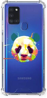 B2Ctelecom Silicone Hoesje Samsung Galaxy A21s Telefoon Hoesje met doorzichtige rand Panda Color