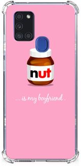 B2Ctelecom Silicone Hoesje Samsung Galaxy A21s Telefoonhoesje  met doorzichtige rand Nut Boyfriend